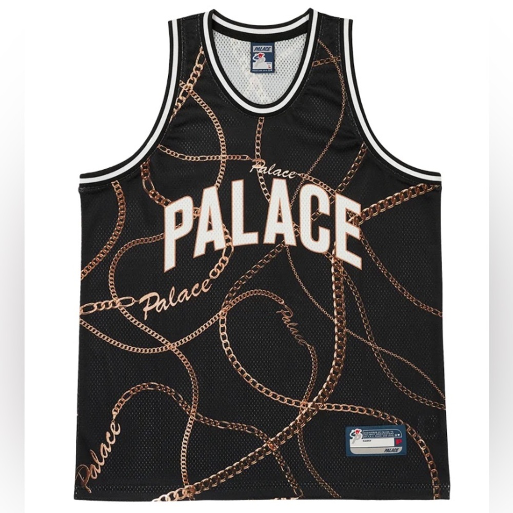Palace CHAIN BASKETBALL VEST BLACK Mesh Jersey Men’s Size XL All Over Print.
